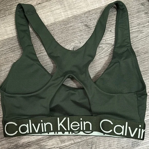 New Calvin Klein Green Sports Bra with Racerback Design - Picture 3 of 4
